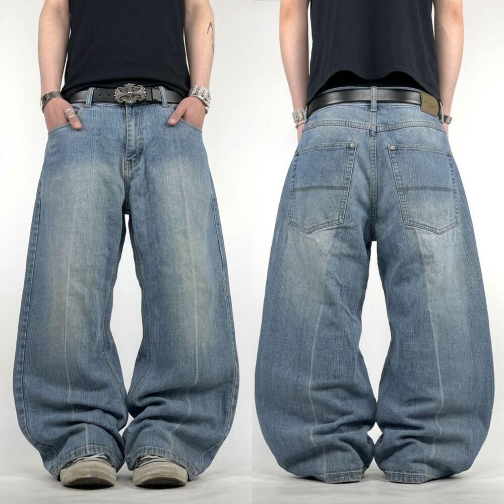 Vintage y2k faded stonewash embroidered skater baggy archive jeans